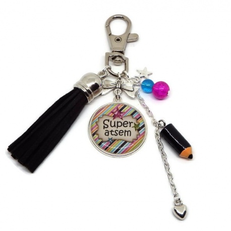 Porte clés ou bijou de sac "Super Atsem"