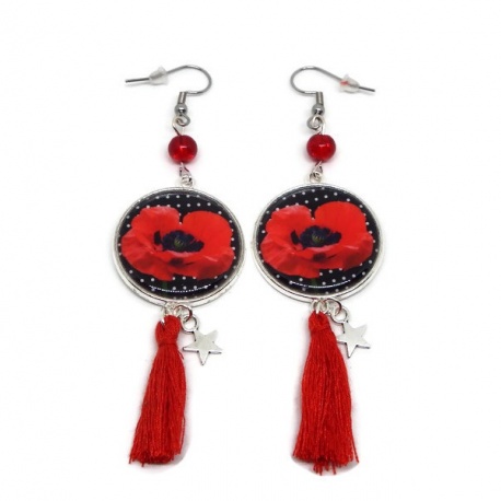 Boucles d'oreilles coquelicot
