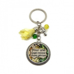 Porte-clés "Pour une sage femme super géniale"
