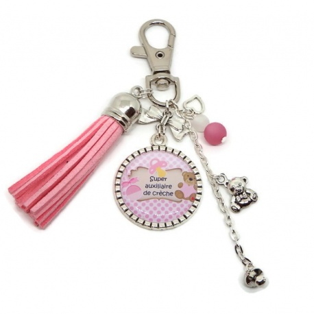 Porte clés ou Bijou de sac, "Super auxiliaire de crèche"