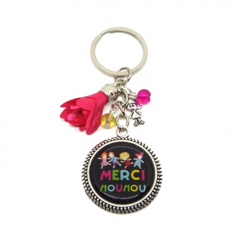 Porte clés ou bijou de sac "Merci nounou"