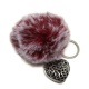 Porte clés pompon en angora rouge/bordeaux