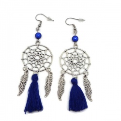 Boucles d'oreilles Attrape rêve bleu