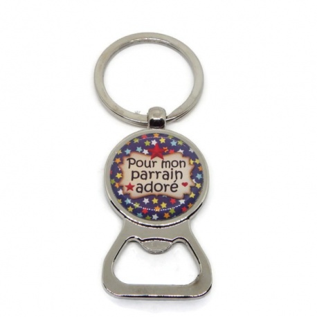Porte clés décapsuleur "Pour mon parrain adoré"