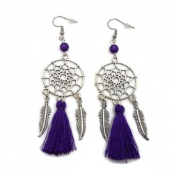 Boucles d'oreilles Attrape rêve violet