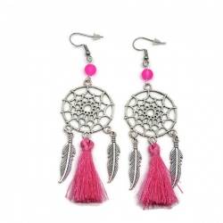 Boucles d'oreilles Attrape rêve rose