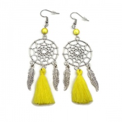 Boucles d'oreilles Attrape rêve jaune