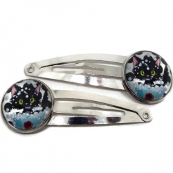 Barrettes cheveux enfant thème chat lot de 2