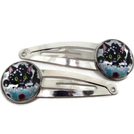 Barrettes cheveux enfant thème chat lot de 2