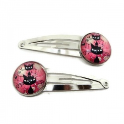 Barrettes cheveux enfant thème chat lot de 2