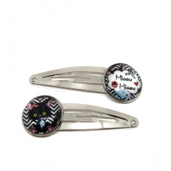 Barrettes cheveux enfant thème chat lot de 2