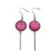 Boucles d'oreilles pendantes cabochon paillette rose