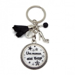 Porte clés ou bijou de sac "Une maman au top"