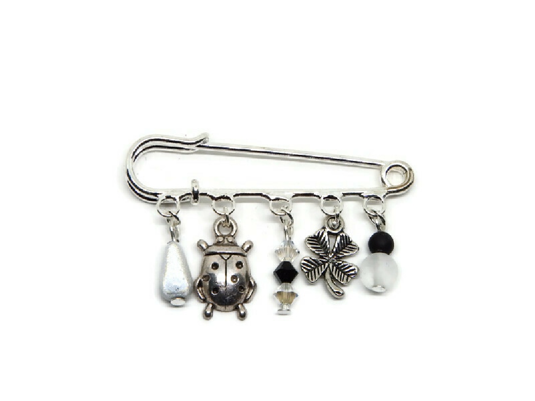 Broche vintage dorée avec strass et perle - Montres & Bijoux