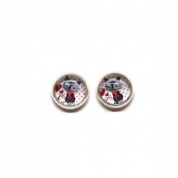 Boucles d'oreilles puce enfant thème chat