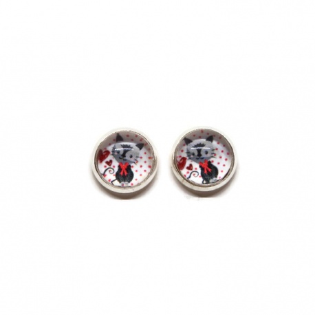 Boucles d'oreilles puce enfant thème chat