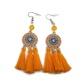 Boucles d'oreilles ethnique pompon orange