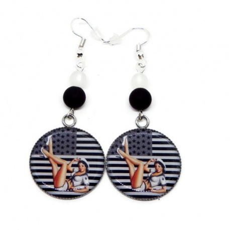 Boucles d'oreilles pin up, rétro, vintage,