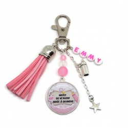 Porte clés ou bijou de sac personnalisable "Merci de m'avoir aidée à grandir"