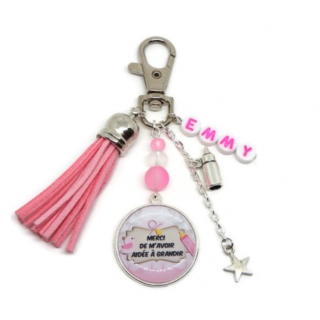 Porte clés ou bijou de sac personnalisable "Merci de m'avoir aidée à grandir"