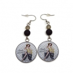 Boucles d'oreilles pin up, "Paris mon amour"