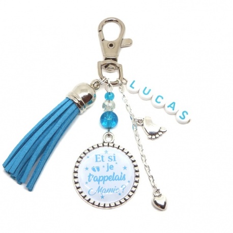 Porte clés ou bijou de sac "Et si je t'appelais mamie" personnalisable avec le prénom de votre choix
