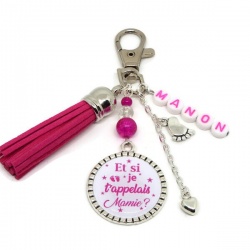Porte clés ou bijou de sac "Et si je t'appelais mamie" personnalisable avec le prénom de votre choix