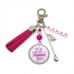Porte clés ou bijou de sac "Et si je t'appelais tatie ?" personnalisable avec le prénom de votre choix