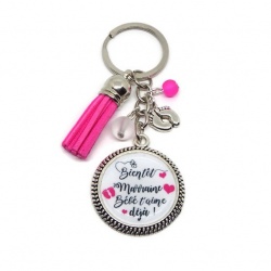 Porte clés future marraine "Bientôt marraine bébé t'aime déjà"