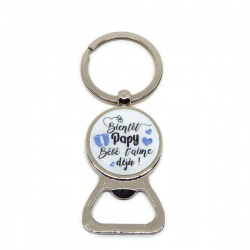 Porte clés décapsuleur "Bientôt papy bébé t'aime déjà !"