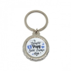 Porte clés décapsuleur "Bientôt papy bébé t'aime déjà !"