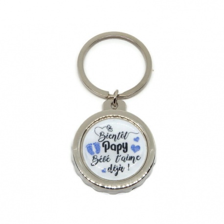 Porte clés décapsuleur "Bientôt papy bébé t'aime déjà !"