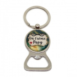 Porte clés décapsuleur, "On t'aime papy"