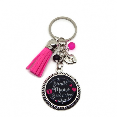 Porte clés future mamie "Bientôt mamie bébé t'aime déjà"