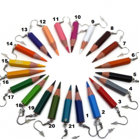Boucles d'oreilles crayons de couleur au choix