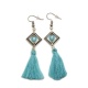 Boucles d'oreilles pompon fil turquoise