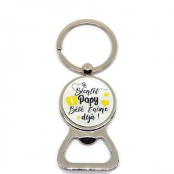 Porte clés décapsuleur "Bientôt papy bébé t'aime déjà !"