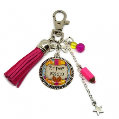 Porte clés ou bijou de sac "Super Atsem"