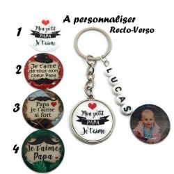 Porte clés papa recto-verso à personnaliser