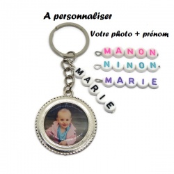 Porte clés à personnaliser avec votre photo et votre prénom couleur au choix