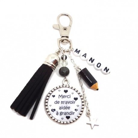 Porte clés ou bijou de sac personnalisable "Merci de m'avoir aidé(e) à grandir"