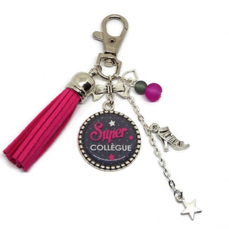 Porte clés ou bijou de sac "Super collègue"