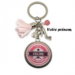 Votre prénom - Porte clés "Tata qui déchire" personnalisable avec le prénom de votre choix