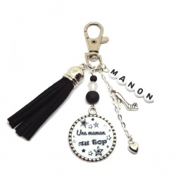 Porte clés ou bijou de sac "Une maman au top" personnalisable avec le prénom de votre choix