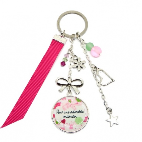 Porte clés ou bijou de sac "Pour une adorable maman"