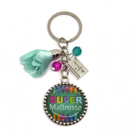 Porte clés ou bijou de sac "Super maîtresse"