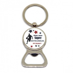 Porte clés décapsuleur "Pour mon super entraîneur de basket"