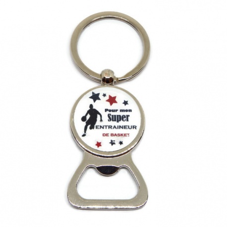 Porte clés décapsuleur "Pour mon super entraîneur de basket"