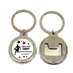 Porte clés décapsuleur "Pour mon super entraîneur de basket"