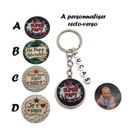 Porte clés papy recto-verso à personnaliser